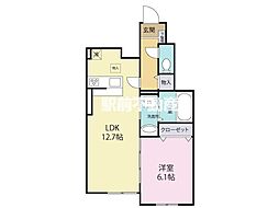 エルグランドパティオ弐番館 1LDKの間取図画像