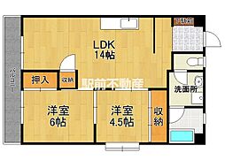 大石リバーサイドビル 2LDKの間取図画像
