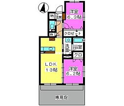 ラフィーネマルベリー 2LDKの間取図画像