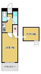 シャトレ隈2 1Kの間取図画像