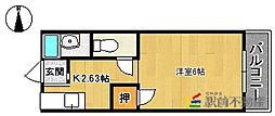 グランジュテ矢取 1Kの間取図画像