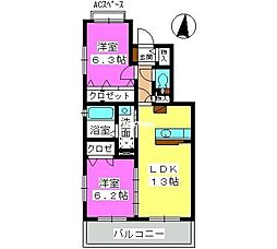 ラフィーネマルベリー 2LDKの間取図画像