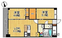 レジェンド・ソーラー宮ノ陣 2LDKの間取図画像