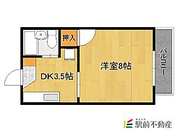 西新町mびれっじ 1DKの間取図画像