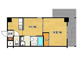 ＡＱＵＡ　ＨＩＬＬＳ　（アクアヒルズ） 2階1DKの間取り
