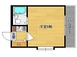 ヴィラエトワール西院 1Kの間取図画像