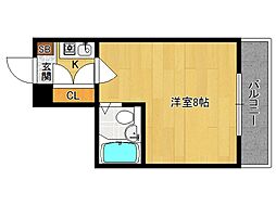 ヴィラエトワール西院 1Kの間取図画像