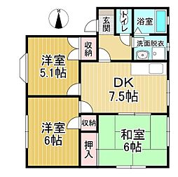 妙見ハイツB 3DKの間取図画像