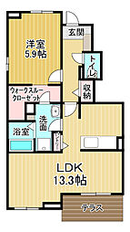 エルヴィータ　B 1階1LDKの間取り
