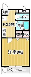 壱番館 2階1Kの間取り