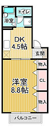 フロラシオン川内3 1DKの間取図画像