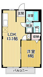 メゾン竹内 1LDKの間取図画像