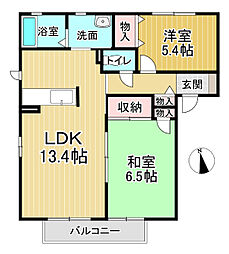 ラ・ネージュ2番館 2LDKの間取図画像