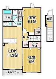 メゾンTAKE 2LDKの間取図画像