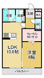 サンシャイン見白A 1LDKの間取図画像
