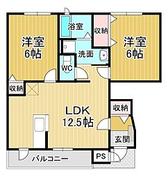 ウィルレジデンス1 2LDKの間取図画像