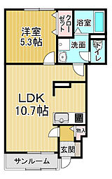 ポルト・ボヌールK II 1LDKの間取図画像