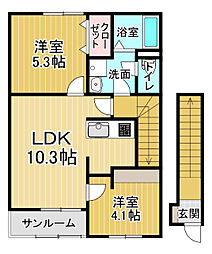 ポルト・ボヌールK II 1LDKの間取図画像