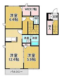 シャーメゾン乙瀬 2LDKの間取図画像