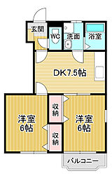 メルクマールSX2 2DKの間取図画像