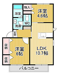 シャーメゾン藍住D 2LDKの間取図画像