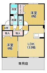 シャルマンヴィラB 2LDKの間取図画像