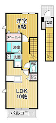 グリーンビラB 1LDKの間取図画像