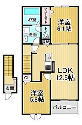 グラン・シエル 2LDKの間取図画像