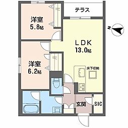シャーメゾン ル リアン 2LDKの間取図画像