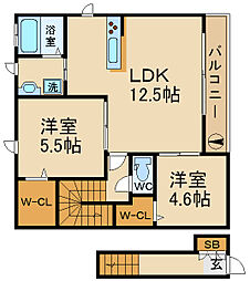 シャーメゾン稲田本町A 2LDKの間取図画像