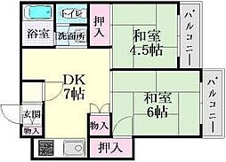 カルム新森 2DKの間取図画像