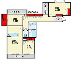 シャーメゾン ヴィラ 平田台 3階