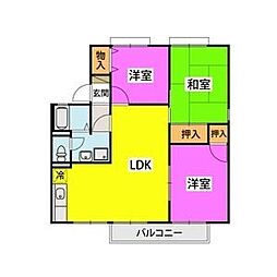セジュール・ウィングC 3LDKの間取図画像