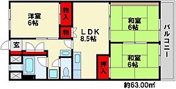 岩崎第三ビル 3DKの間取図画像