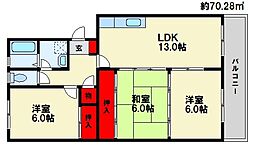 高義ビル2 3LDKの間取図画像