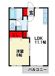 シャーメゾン・パル 1LDKの間取図画像