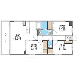 ソレアード 3LDKの間取図画像