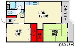 第20シティコート春日 2LDKの間取図画像