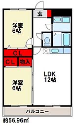 リベルコート21 2LDKの間取図画像