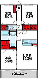 ハッピネス若葉台2 3LDKの間取図画像