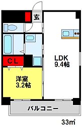ライフフィールドJR二日市駅前 1LDKの間取図画像