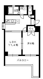 リッシュアベニール 1LDKの間取図画像