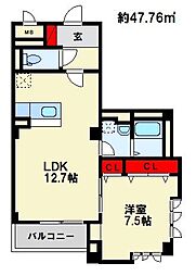 アルバス・ケイ 1LDKの間取図画像