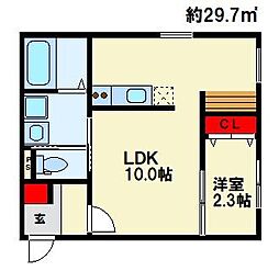 ラシックランテ白木原 Garden Terrace 1LDKの間取図画像