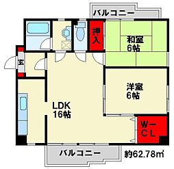 サンシティ南ケ丘21 2LDKの間取図画像