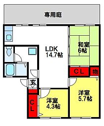 セジュール・グランC 3LDKの間取図画像