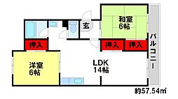 セルサス21 2LDKの間取図画像