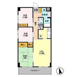 カーサフィオーレ 410 4階3LDKの間取り