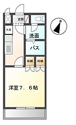 クレストＢ 2階1Kの間取り