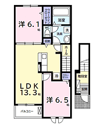 プレリュード 2階2LDKの間取り